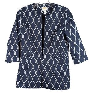 Talbots Stretch Trellis Pattern Blazer Jacket 3/4 Sleeve Old Money Women's Sz 4